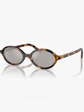 New Miu Miu Havana Silver Mirror Tortoise Acetate Women's 50 mm Mini Sunglasses